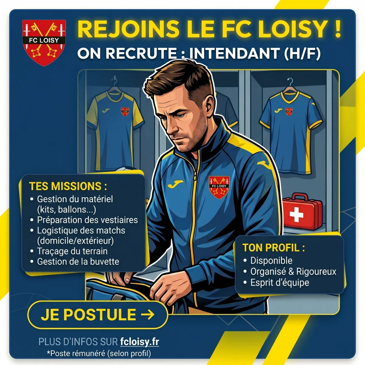 Recrutement Intendant H/F (poste rémunéré) au FC Loisy