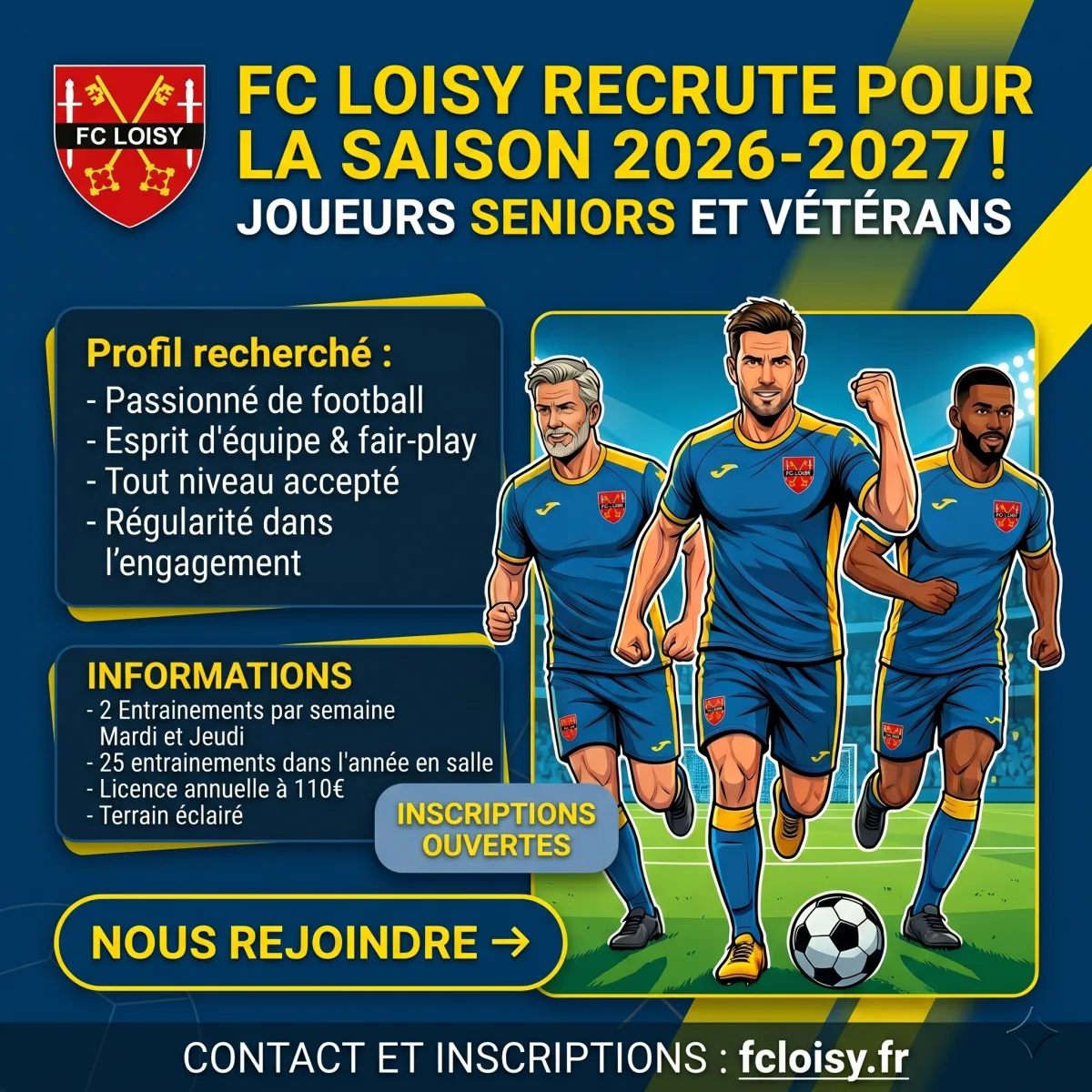 Recrutement joueurs Seniors et Vétérans FC Loisy saison 2026-2027